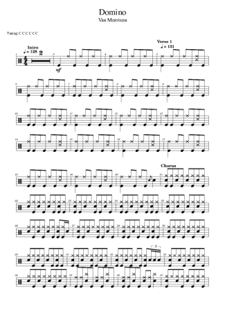 Van Morrison Domino score for Drums