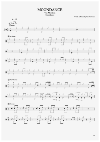 Van Morrison Moondance score for Drums