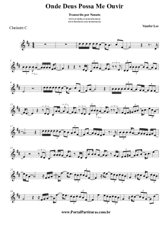 Vander Lee Onde Deus Possa Me Ouvir score for Clarinet (C)