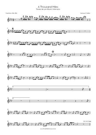 Vanessa Carlton A Thousand Miles score for Alto Saxophone