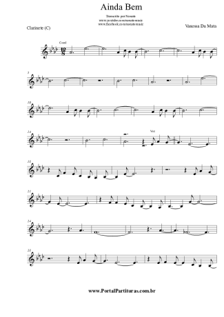 Vanessa da Mata Ainda Bem score for Clarinet (C)