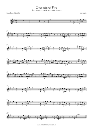 Vangelis Chariots Of Fire score for Alto Saxophone