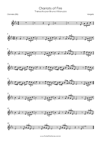 Vangelis Chariots Of Fire score for Clarinet (Bb)