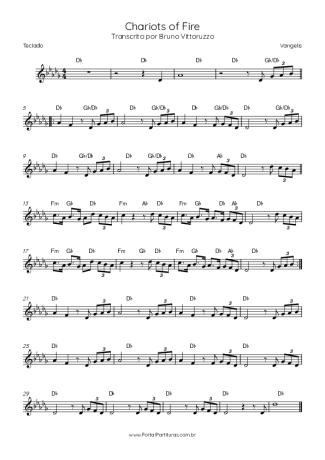 Vangelis Chariots Of Fire score for Keyboard