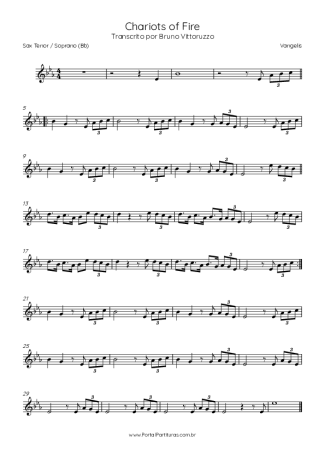 Vangelis Chariots Of Fire score for Tenor Saxophone Soprano (Bb)