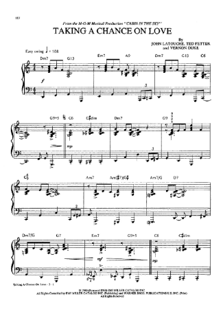 Vernon Duke Taking A Chance On Love score for Piano