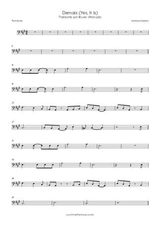 Verônica Sabino Demais (Yes, It Is) score for Trombone