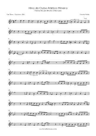 Vicente Motta Hino Do Clube Atlético Mineiro score for Tenor Saxophone Soprano (Bb)