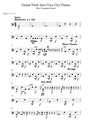 Video game soundtracks (Temas de Jogos) Vice City Theme score for Drums