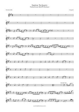 Vineyard Senhor Te Quero score for Clarinet (Bb)