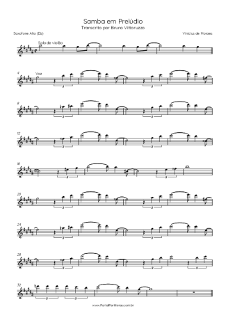 Vinicius de Moraes Samba Em Prelúdio score for Alto Saxophone