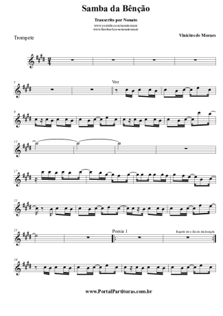 Vinicius de Moraes Samba da Bênção score for Trumpet