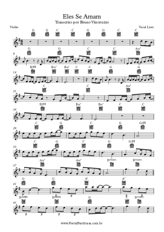 Vocal Livre Eles Se Amam score for Acoustic Guitar