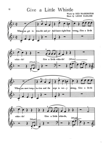 Walt Disney Give A Little Whistle score for Piano