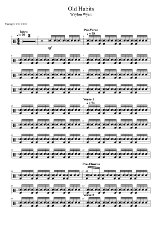 Waylon Wyatt Old Habits score for Drums