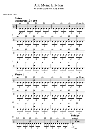 We Butter The Bread With Butter Alle Meine Entchen score for Drums