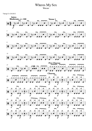 Weezer Where´s My Sex score for Drums