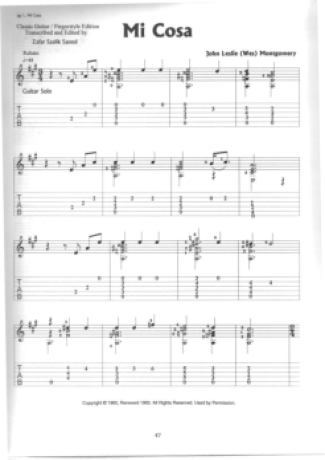 Wes Montgomery Mi Cosa score for Guitar