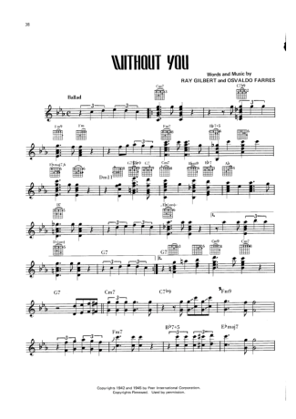 Wes Montgomery Without You score for Guitar