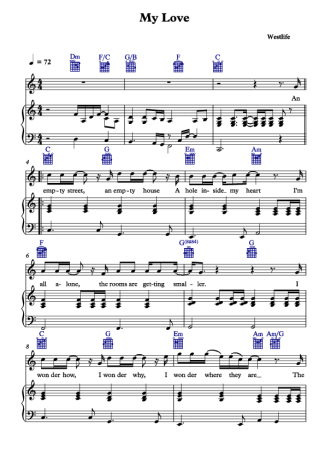 Westlife My Love score for Piano