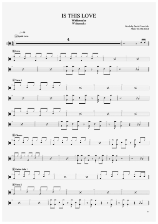 Whitesnake Is This Love score for Drums