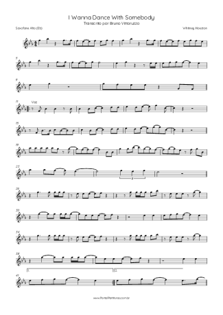 Whitney Houston I Wanna Dance With Somebody score for Alto Saxophone
