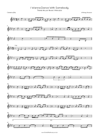 Whitney Houston I Wanna Dance With Somebody score for Clarinet (Bb)