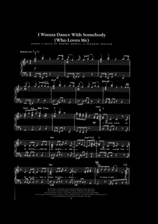 Whitney Houston  score for Piano