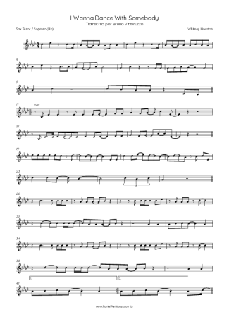 Whitney Houston I Wanna Dance With Somebody score for Tenor Saxophone Soprano (Bb)