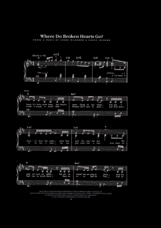 Whitney Houston Where Do Broken Hearts Go score for Piano
