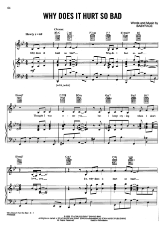 Whitney Houston Why Does It Hurt So Bad score for Piano
