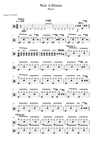 Wipers Wait A Minute score for Drums