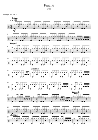 Wire Fragile score for Drums
