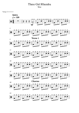 Wire Three Girl Rhumba score for Drums