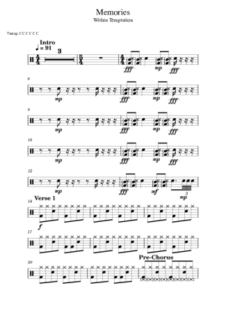 Within Temptation Memories score for Drums