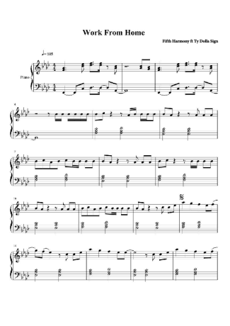 Work From Home Fifth Harmony score for Piano