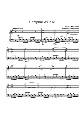 Yann Tiersen Comptine Dete No3 score for Piano