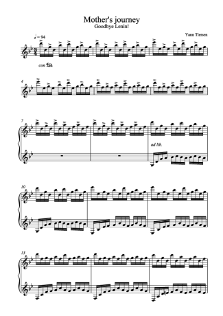 Yann Tiersen Mothers Journey score for Piano