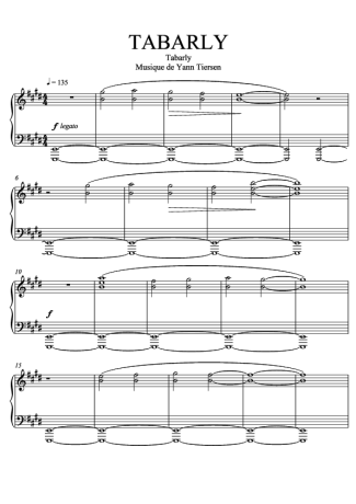 Yann Tiersen Tabarly score for Piano