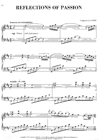 Yanni Reflections of Passion score for Piano