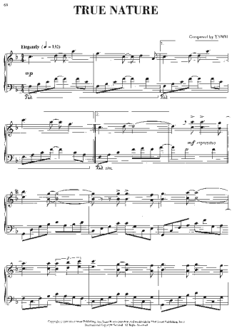 Yanni True Nature score for Piano
