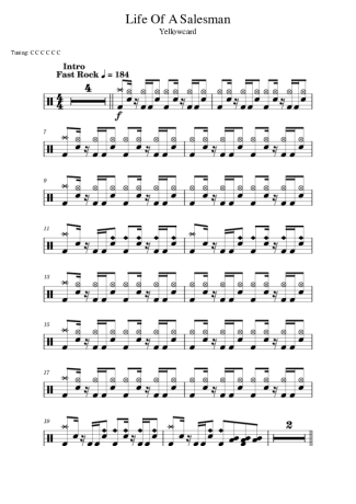 Yellowcard Life Of A Salesman score for Drums