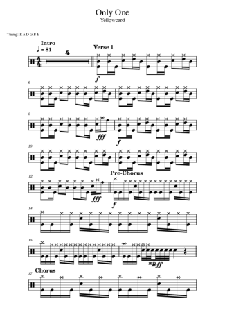 Yellowcard Only One score for Drums