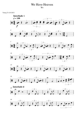 Yes We Have Heaven score for Drums