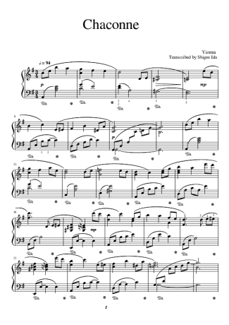 Yiruma Chaconne score for Piano