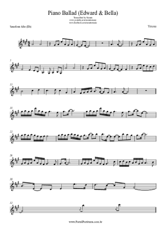 Yiruma Piano Ballad (Edward & Bella) score for Alto Saxophone