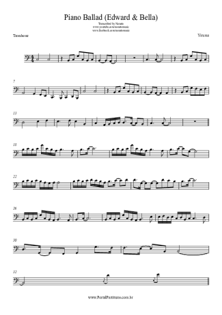 Yiruma Piano Ballad (Edward & Bella) score for Trombone