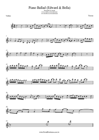 Yiruma Piano Ballad (Edward & Bella) score for Violin