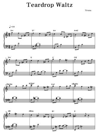 Yiruma Teardrop Waltz score for Piano