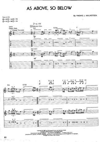 Yngwie Malmsteen As Above So Below score for Guitar